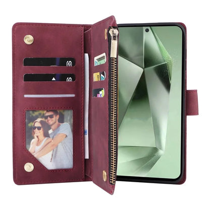 For Samsung Galaxy S24 FE Case Zipper Wallet PU Leather Flip Phone Cover