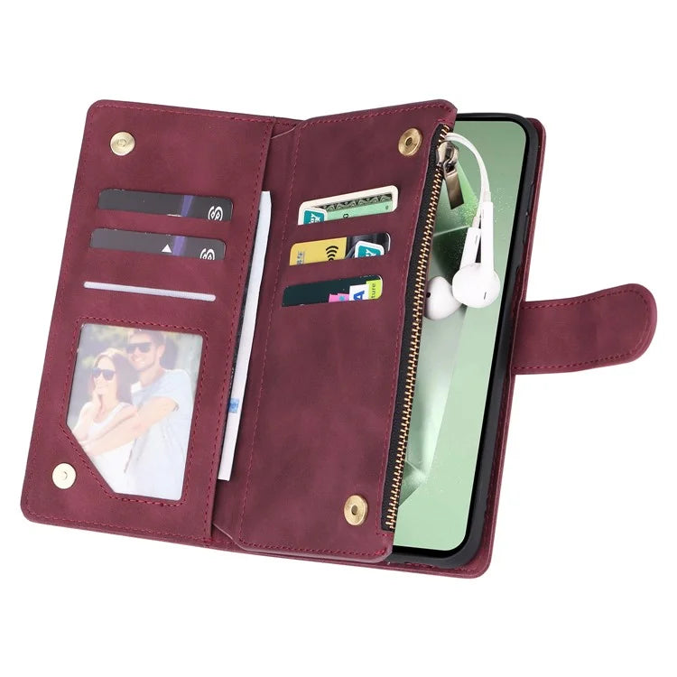 For Samsung Galaxy S24 FE Case Zipper Wallet PU Leather Flip Phone Cover