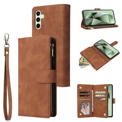 For Samsung Galaxy S24 FE Case Zipper Wallet PU Leather Flip Phone Cover