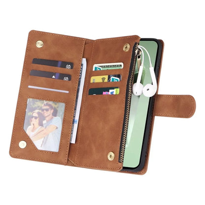 For Samsung Galaxy S24 FE Case Zipper Wallet PU Leather Flip Phone Cover