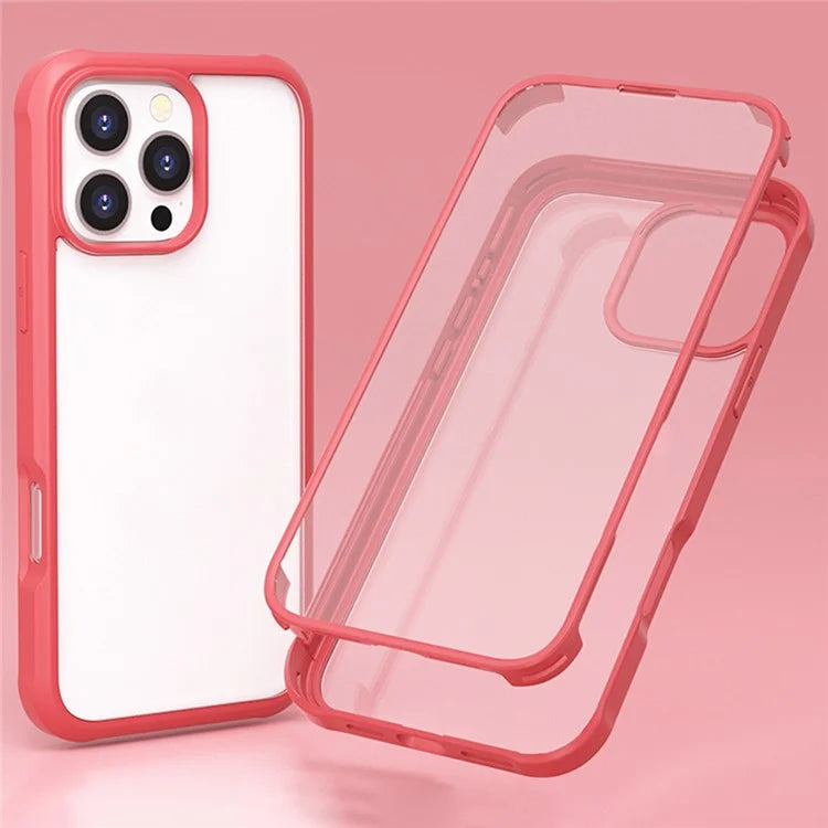 For iPhone 16 Pro Max Case Silicone+TPU Frame Double-Side 9H Tempered Glass Back Cover