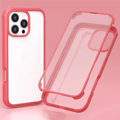 For iPhone 16 Pro Max Case Silicone+TPU Frame Double-Side 9H Tempered Glass Back Cover