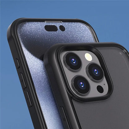 For iPhone 16 Pro Max Case Silicone+TPU Frame Double-Side 9H Tempered Glass Back Cover
