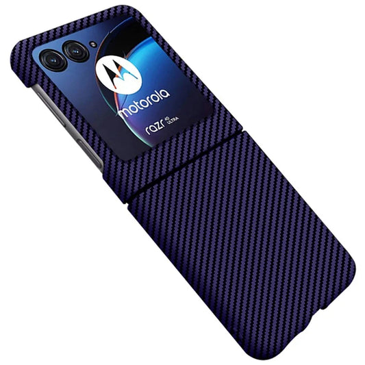 For Motorola Razr 50 5G Case Aramid Fiber+PC Carbon Fiber Texture Phone Cover
