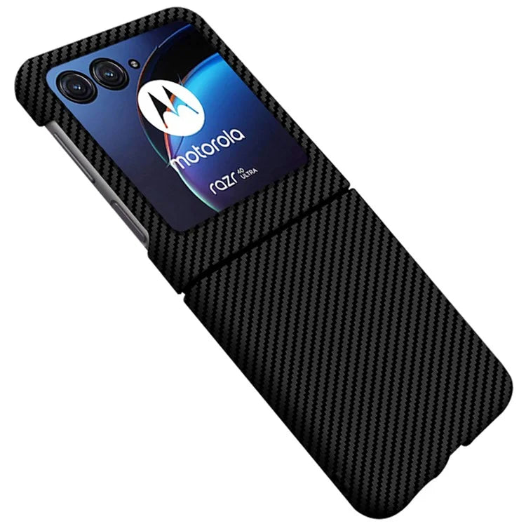 For Motorola Razr 50 5G Case Aramid Fiber+PC Carbon Fiber Texture Phone Cover