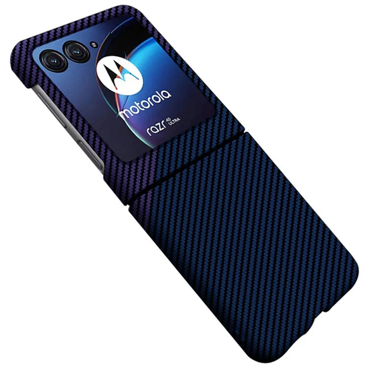 For Motorola Razr 50 5G Case Aramid Fiber+PC Carbon Fiber Texture Phone Cover