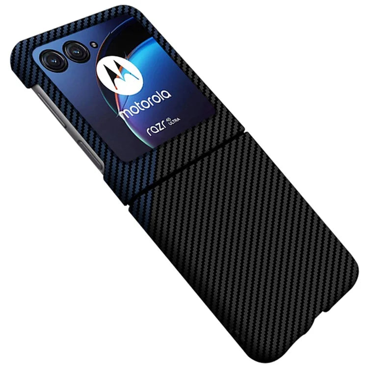 For Motorola Razr 50 5G Case Aramid Fiber+PC Carbon Fiber Texture Phone Cover