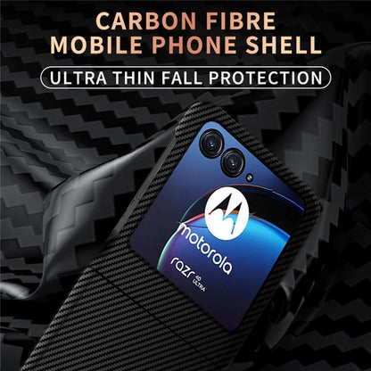 For Motorola Razr 50 5G Case Aramid Fiber+PC Carbon Fiber Texture Phone Cover