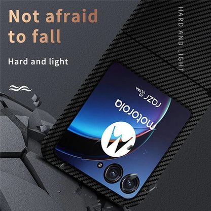 For Motorola Razr 50 5G Case Aramid Fiber+PC Carbon Fiber Texture Phone Cover