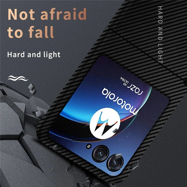 For Motorola Razr 50 5G Case Aramid Fiber+PC Carbon Fiber Texture Phone Cover
