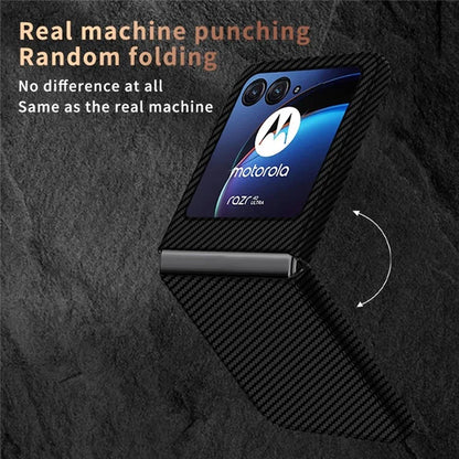 For Motorola Razr 50 5G Case Aramid Fiber+PC Carbon Fiber Texture Phone Cover