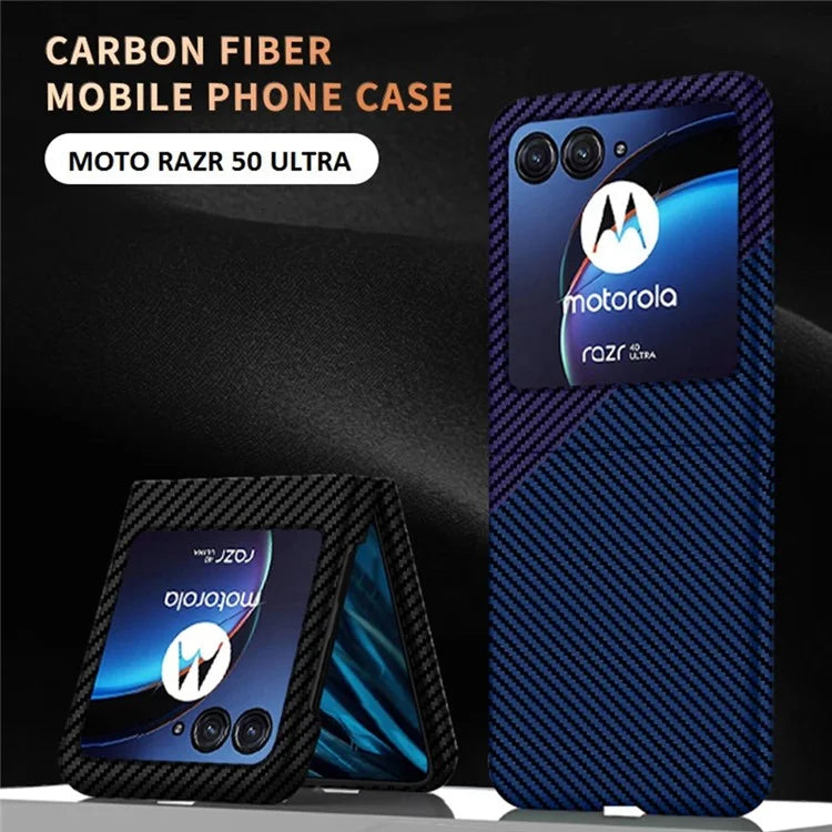 For Motorola Razr 50 5G Case Aramid Fiber+PC Carbon Fiber Texture Phone Cover