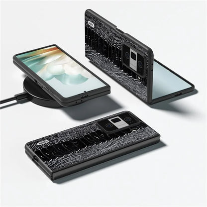 ABEEL For Honor Magic Vs3 5G Case Crocodile Texture Genuine Cow Leather Back Cover