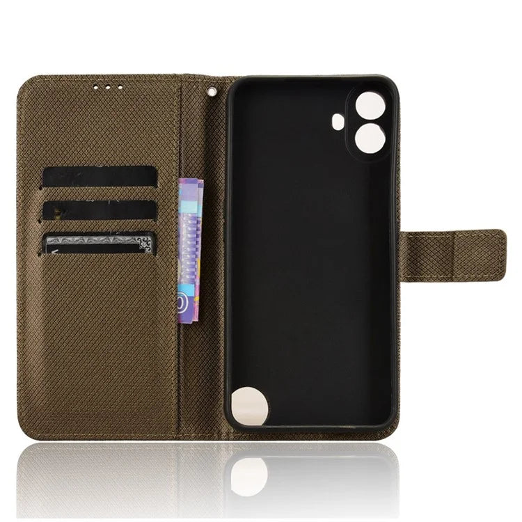 For Nothing CMF Phone 1 Case PU Leather Diamond Texture Shockproof Phone Cover