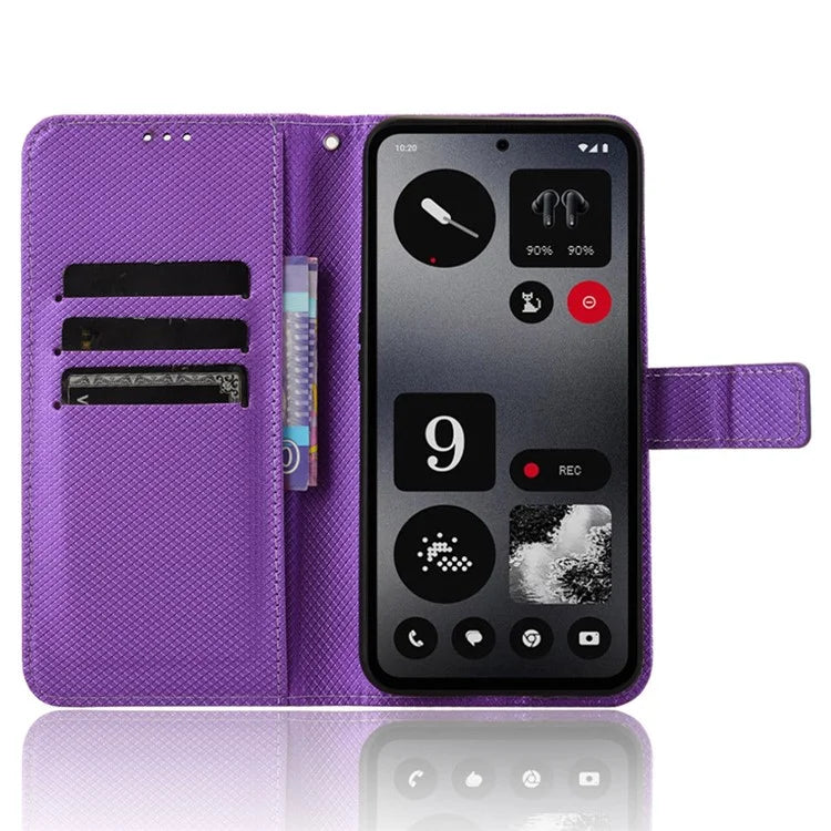 For Nothing CMF Phone 1 Case PU Leather Diamond Texture Shockproof Phone Cover