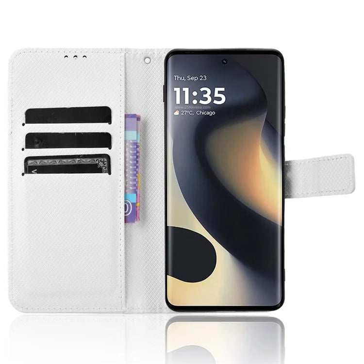 For Motorola Edge (2024) 5G Shockproof Case PU Leather Phone Cover Diamond Texture
