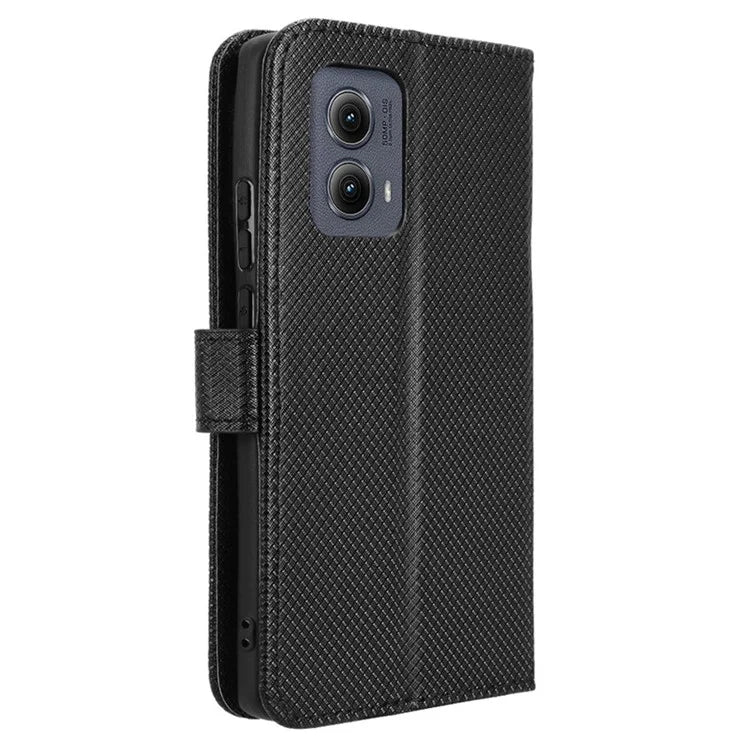 For Motorola Edge (2024) 5G Shockproof Case PU Leather Phone Cover Diamond Texture