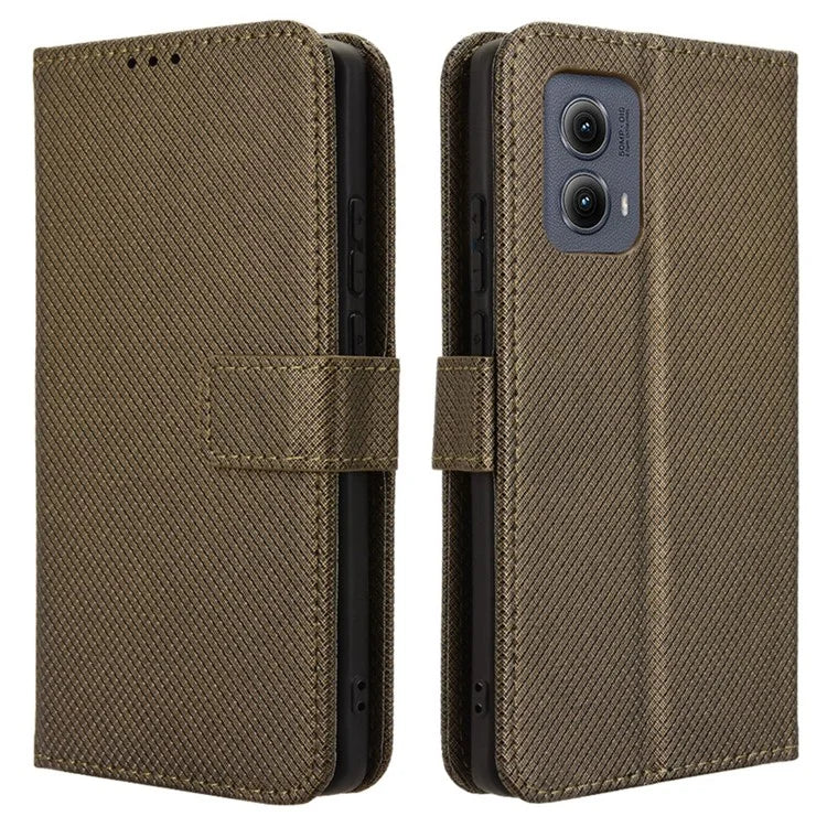 For Motorola Edge (2024) 5G Shockproof Case PU Leather Phone Cover Diamond Texture