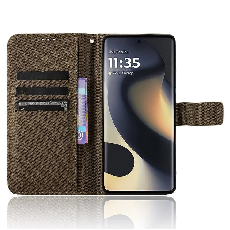 For Motorola Edge (2024) 5G Shockproof Case PU Leather Phone Cover Diamond Texture