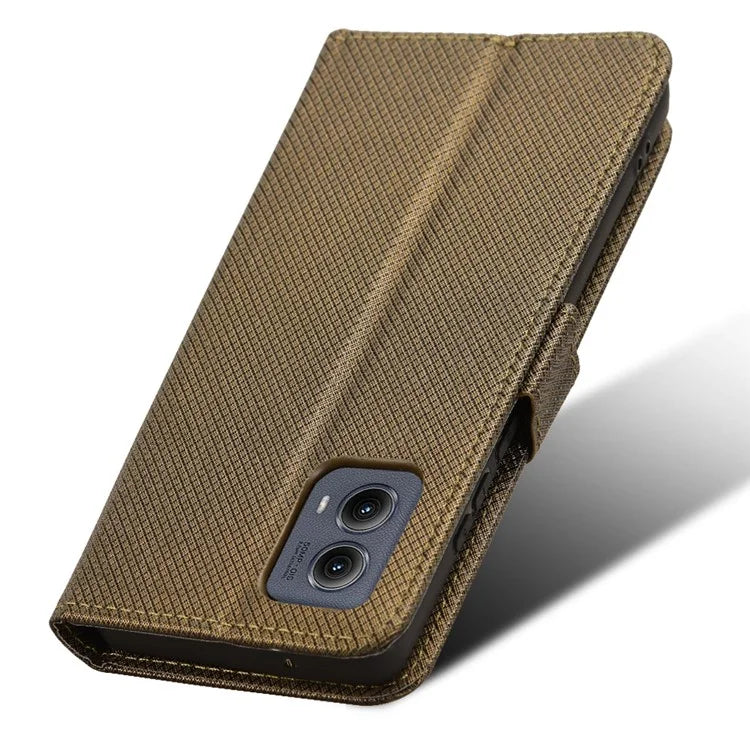 For Motorola Edge (2024) 5G Shockproof Case PU Leather Phone Cover Diamond Texture