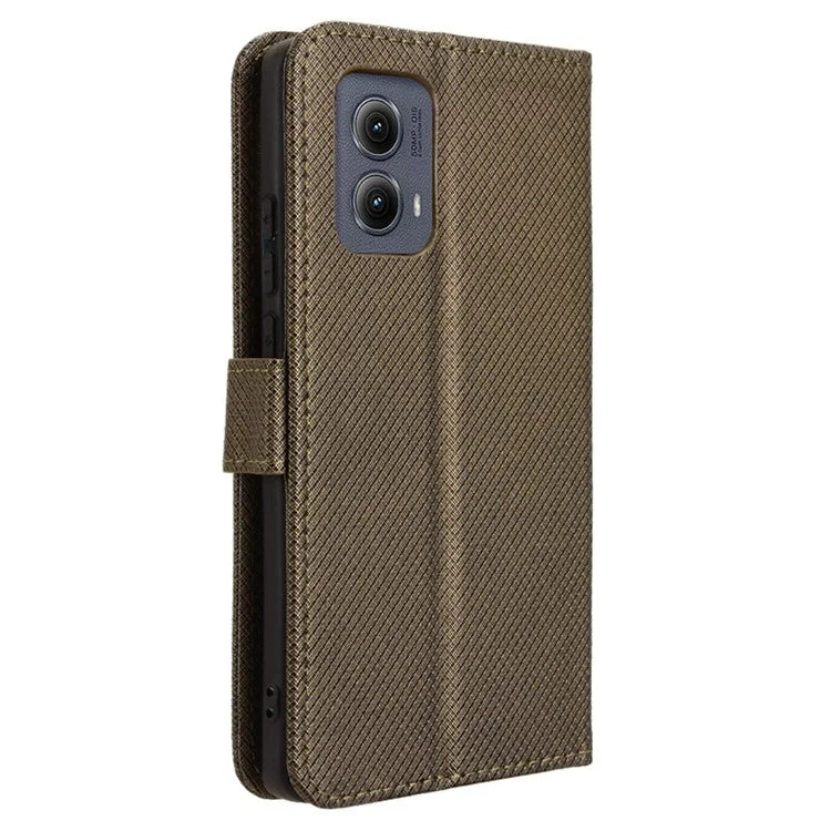 For Motorola Edge (2024) 5G Shockproof Case PU Leather Phone Cover Diamond Texture