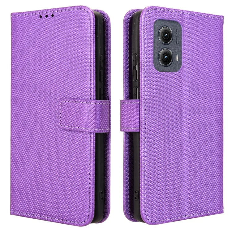 For Motorola Edge (2024) 5G Shockproof Case PU Leather Phone Cover Diamond Texture