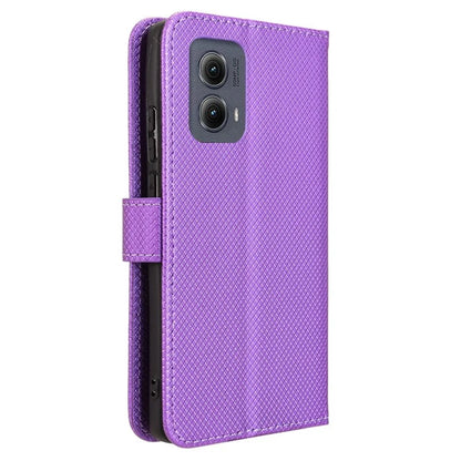 For Motorola Edge (2024) 5G Shockproof Case PU Leather Phone Cover Diamond Texture