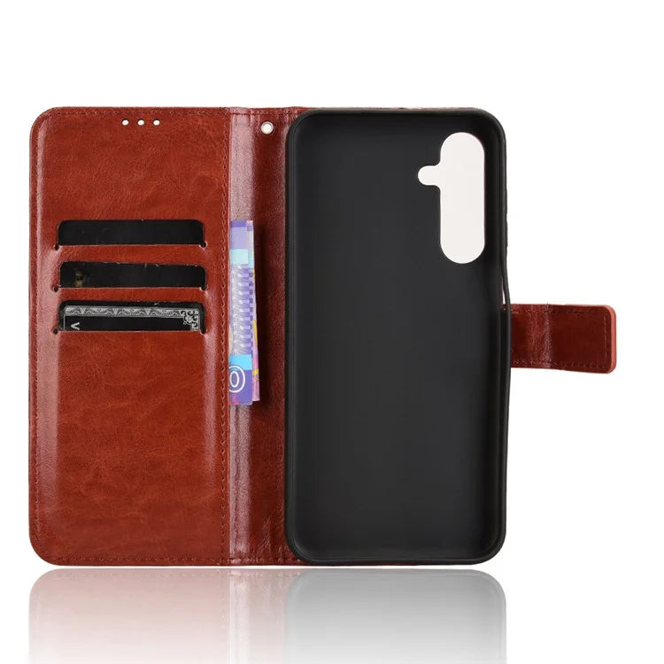 For Samsung Galaxy M35 5G Wallet Case Crazy Horse Texture Leather Stand Phone Cover