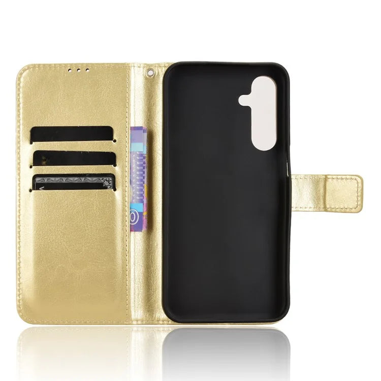 For Samsung Galaxy M35 5G Wallet Case Crazy Horse Texture Leather Stand Phone Cover