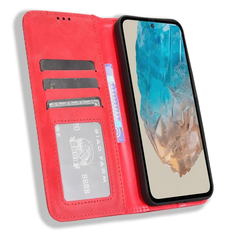 For Samsung Galaxy M35 5G Wallet Case Retro PU Leather Stand Phone Cover