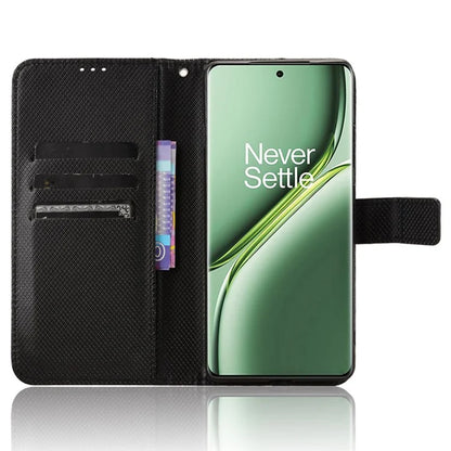 For OnePlus Ace 3 Pro 5G Phone Case Diamond Texture PU Leather Flip Cover