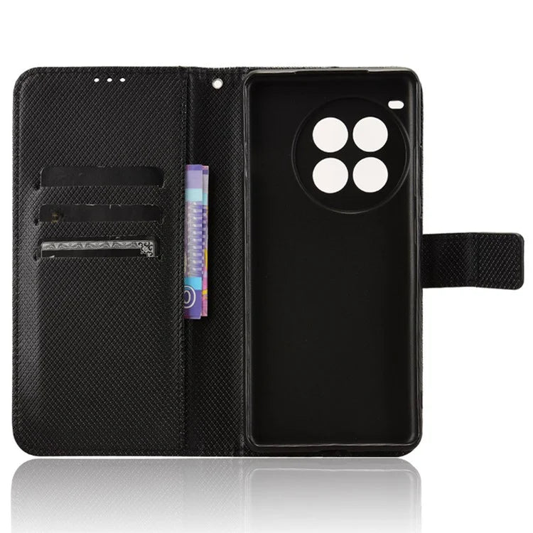For OnePlus Ace 3 Pro 5G Phone Case Diamond Texture PU Leather Flip Cover