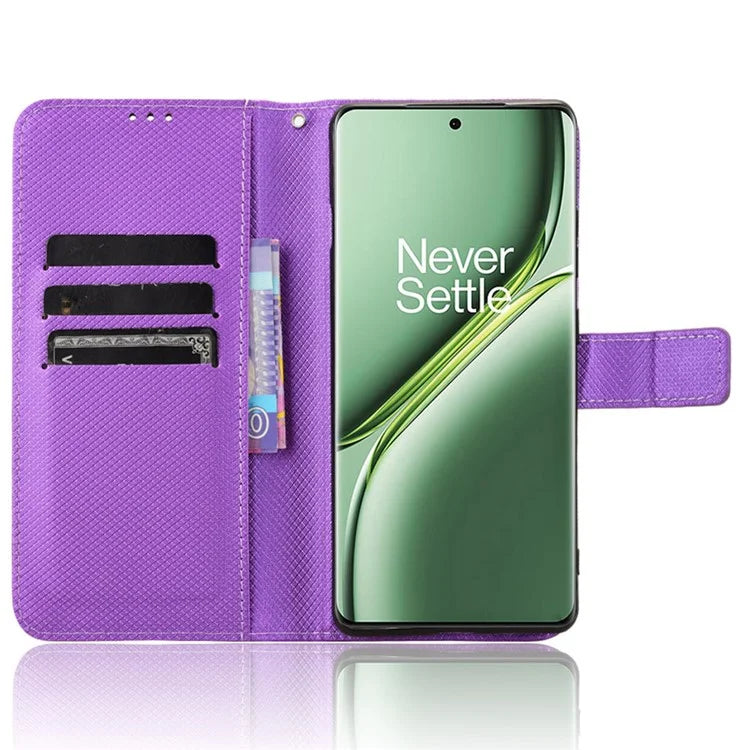 For OnePlus Ace 3 Pro 5G Phone Case Diamond Texture PU Leather Flip Cover