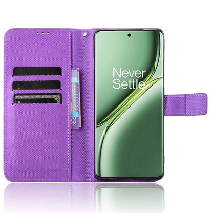 For OnePlus Ace 3 Pro 5G Phone Case Diamond Texture PU Leather Flip Cover