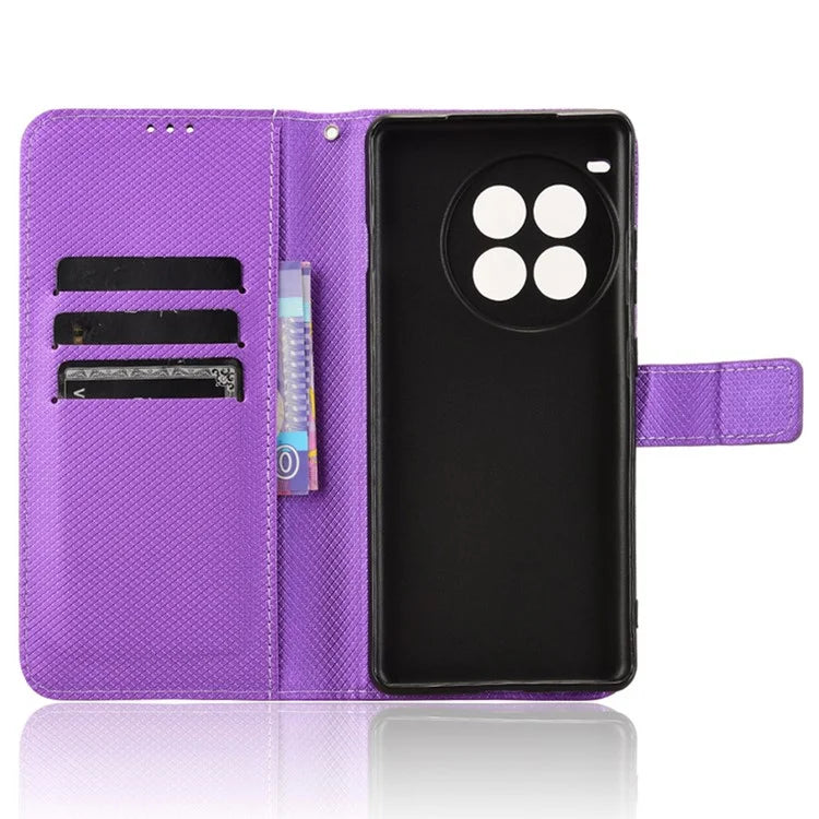 For OnePlus Ace 3 Pro 5G Phone Case Diamond Texture PU Leather Flip Cover