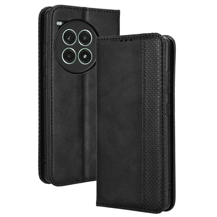 For OnePlus Ace 3 Pro 5G Wallet Case Anti-Drop Retro PU Leather Phone Cover