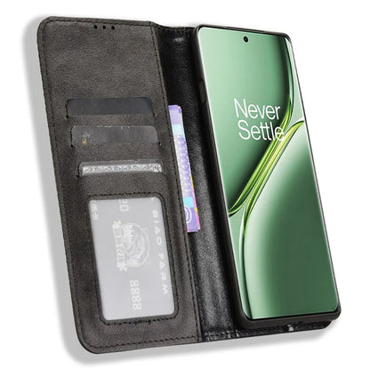 For OnePlus Ace 3 Pro 5G Wallet Case Anti-Drop Retro PU Leather Phone Cover