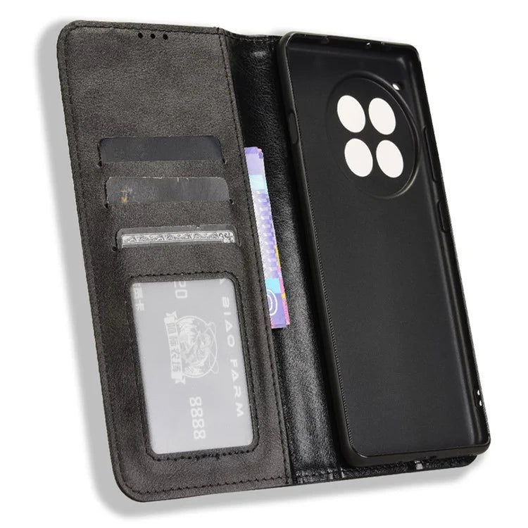 For OnePlus Ace 3 Pro 5G Wallet Case Anti-Drop Retro PU Leather Phone Cover