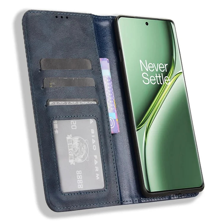 For OnePlus Ace 3 Pro 5G Wallet Case Anti-Drop Retro PU Leather Phone Cover