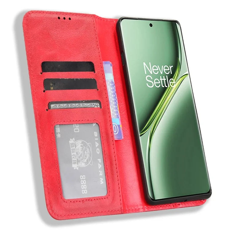 For OnePlus Ace 3 Pro 5G Wallet Case Anti-Drop Retro PU Leather Phone Cover