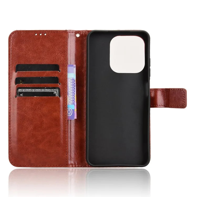 For itel A50 Wallet Case Crazy Horse Texture Shockproof Leather Phone Cover