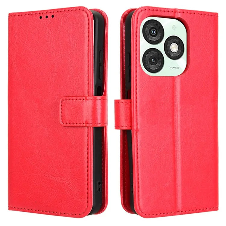 For itel A50 Wallet Case Crazy Horse Texture Shockproof Leather Phone Cover
