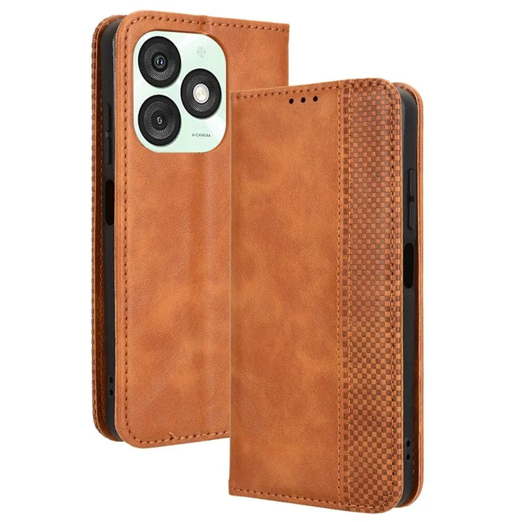 For itel A50 Shockproof Case Retro PU Leather Wallet Phone Cover