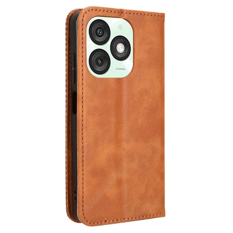 For itel A50 Shockproof Case Retro PU Leather Wallet Phone Cover