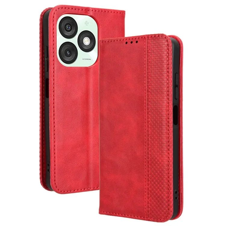 For itel A50 Shockproof Case Retro PU Leather Wallet Phone Cover