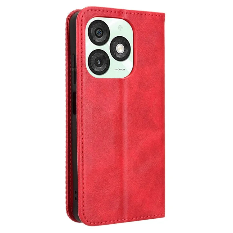 For itel A50 Shockproof Case Retro PU Leather Wallet Phone Cover