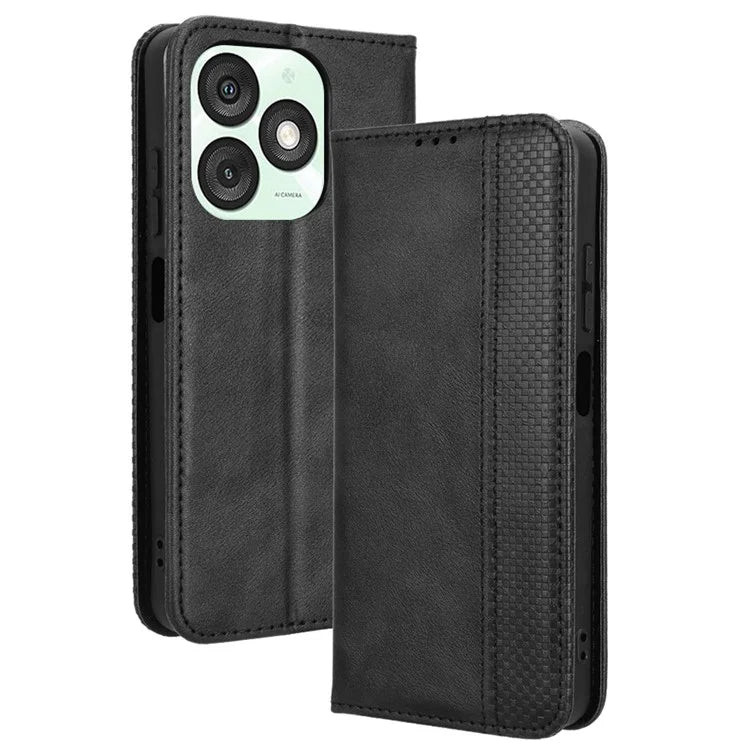 For itel A50 Shockproof Case Retro PU Leather Wallet Phone Cover