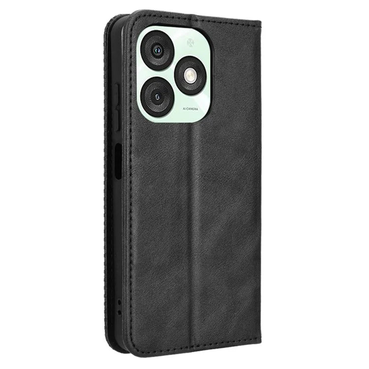 For itel A50 Shockproof Case Retro PU Leather Wallet Phone Cover