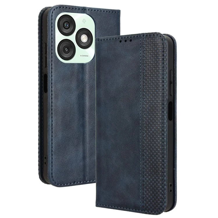 For itel A50 Shockproof Case Retro PU Leather Wallet Phone Cover
