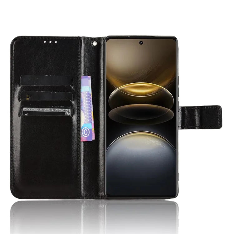 For vivo X100 Ultra 5G Protective Case Leather Wallet Phone Cover Crazy Horse Texture